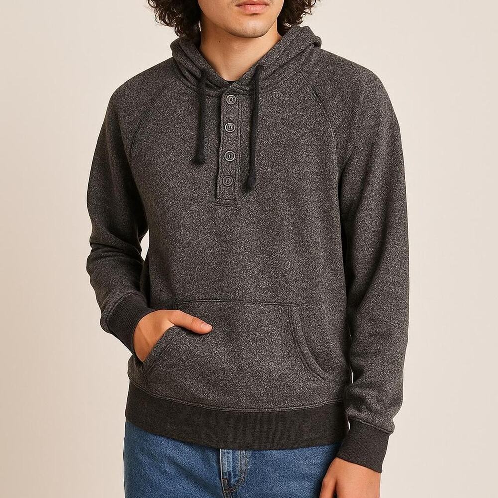 Brooklyn Cloth Henley Hoodie Men’s Small – Textured Knit Pullover